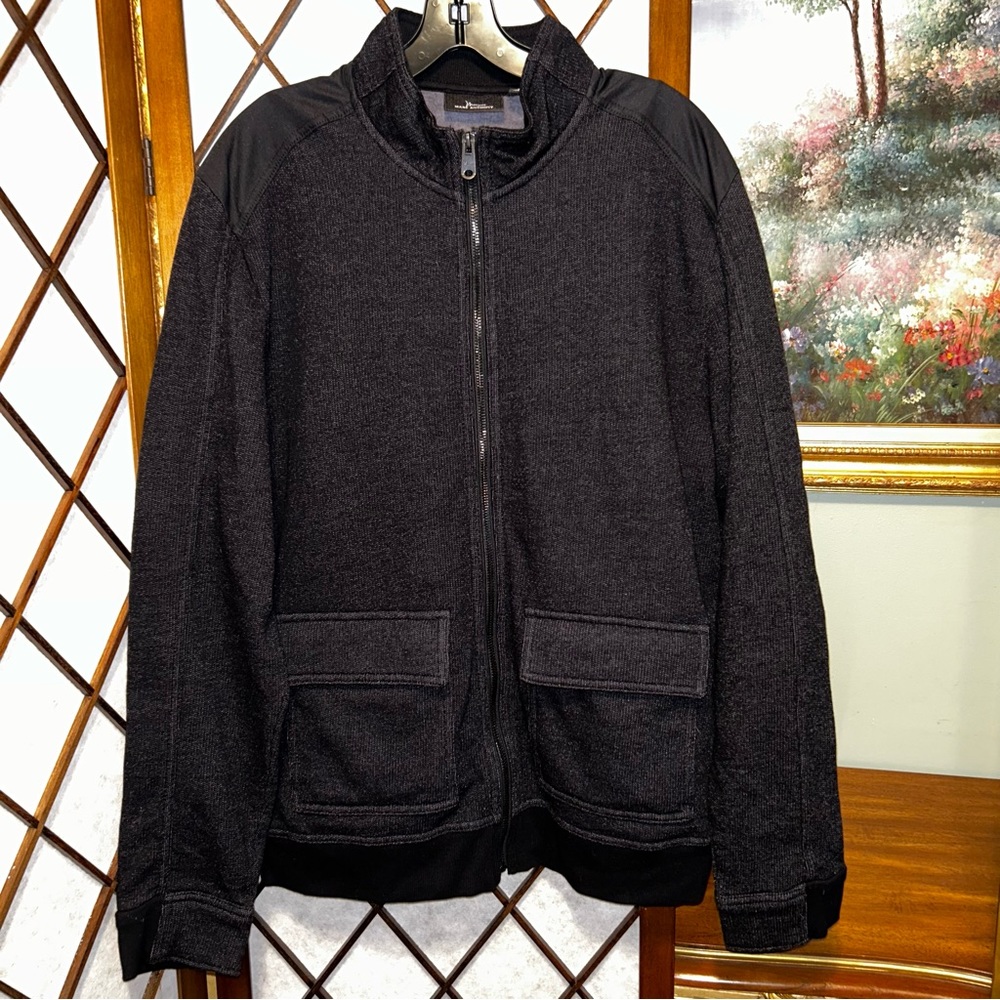 Marc Anthony Black & Gray Zip Front Jacket